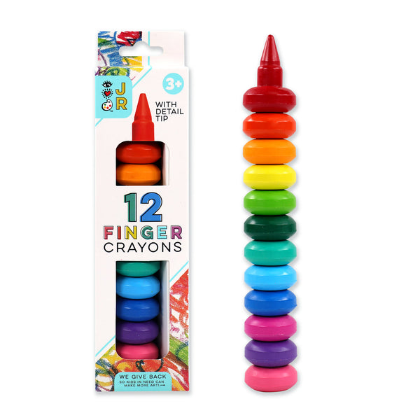 Package of 12 Bright Stripes Finger Crayons perfect for little hands.