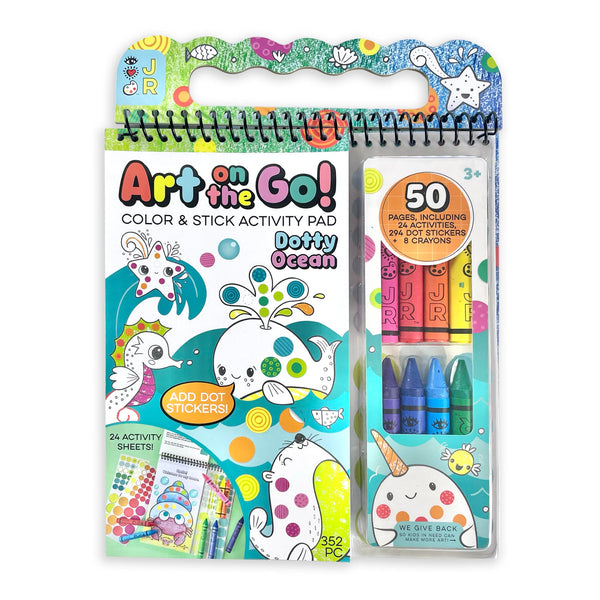 Bright Stripes Art on the Go! coloring book and crayons is a perfect activity for on-the-go fun.