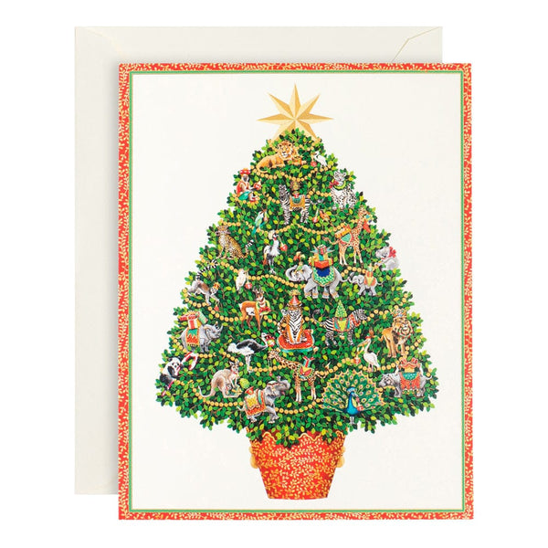 Caspari Safari Christmas Tree Card Set