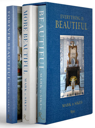 This giftable Everything Is Beautiful Boxed Set by Rizzoli includes three hardcover books: "Forever Beautiful," "More Beautiful," and "Everything is Beautiful." The covers feature elegant blue designs, making this Beautiful trilogy a perfect addition to any collection.