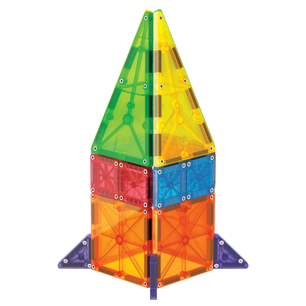 The MAGNA-TILES® MicroMAGS Combo 20-Piece Set by Magnatiles comes with a vibrant 3D geometric design intended to ignite children's creativity. It includes a choking hazard warning and is recommended for ages 3 to 99.