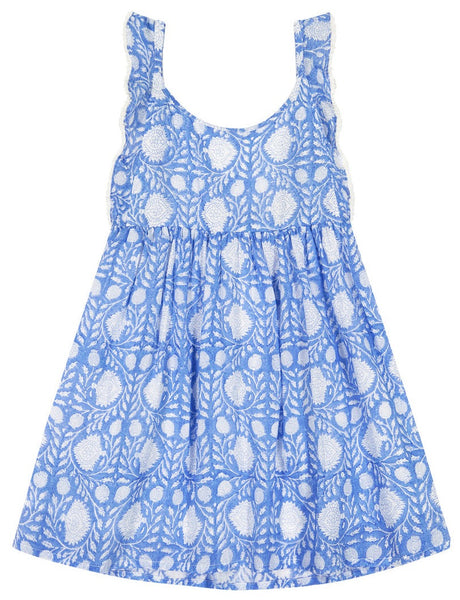 Mer St Barth Girls' Daphne Flutter Sleeve Dress isolated on a white background.