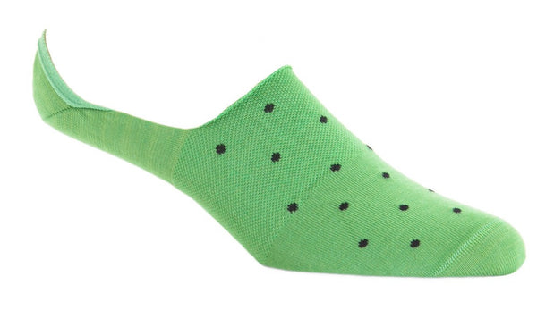 Dapper Classics Dot High Vamp No Show Socks, Grass Green and Navy Dot