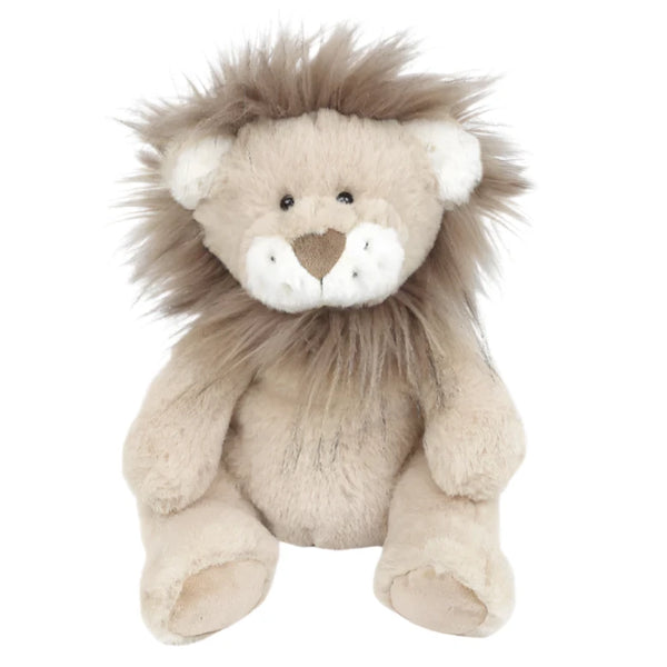 Introducing the MON AMI Zuri Floppy Lion, a delightful plush toy from Mon Ami featuring a fluffy mane. This charming stuffed animal sits upright, making it perfect for cuddling and playtime fun.