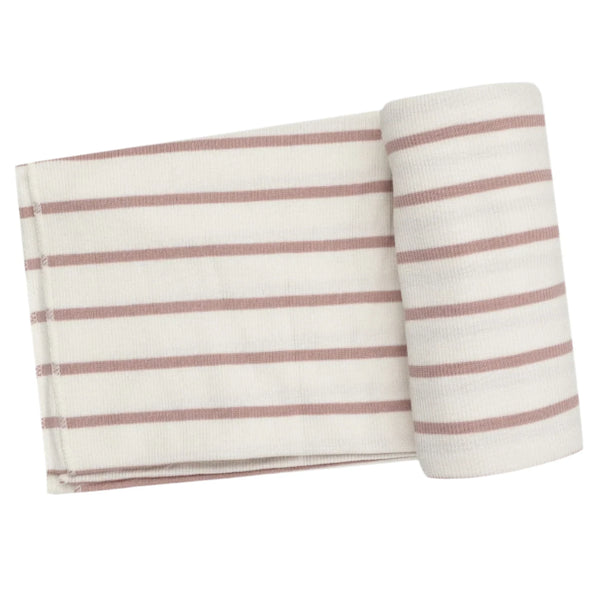 Angel Dear Modal Rib French Stripe Misty Rose Swaddle Blanket