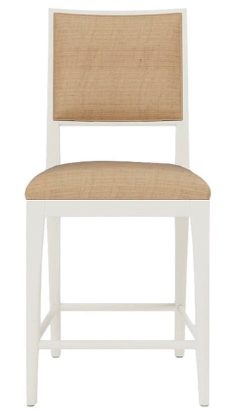 Nelton Dining Chair in White Wood and Natural Raffia