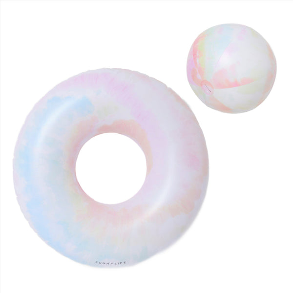 Sunnylife Tube Pool Ring and Ball Set, Tie Dye