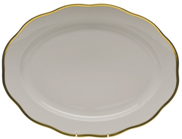 Herend Gwendolyn White and 24k Gold Round Plate with hand-painted designs on a neutral background.