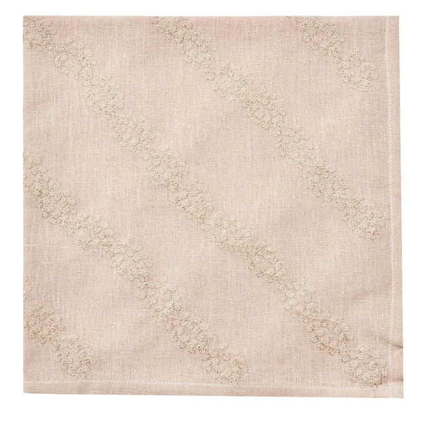 A Vine Embroidered Napkin Set of 4, Taupe/Gold from Deborah Rhodes.