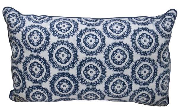 Inverted Medallion Navy Pillow