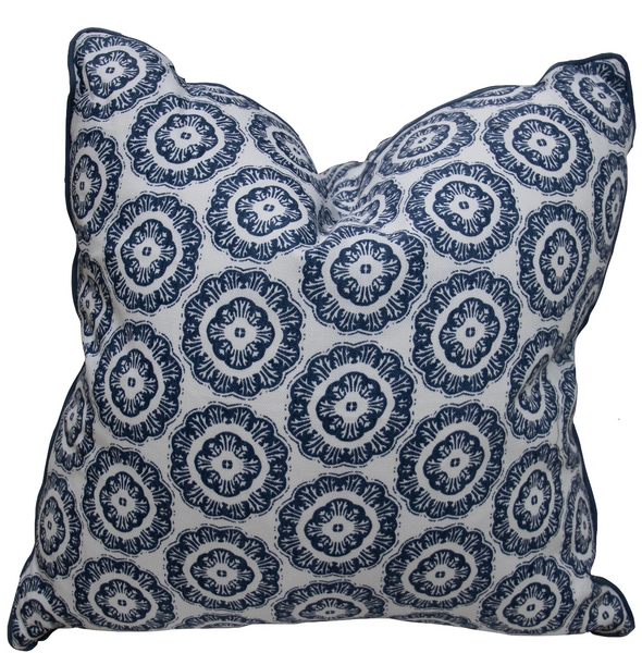 Inverted Medallion Navy Pillow