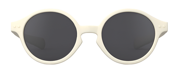 IZIPIZI #D Polarized Sunglasses, featuring a white frame with dark lenses and hypo-allergenic materials that offer UV protection, viewed from the front.