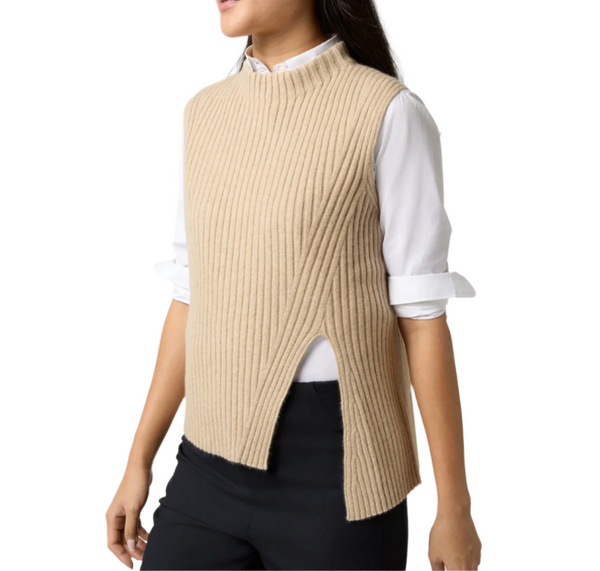 Ann Mashburn Sleeveless Funnel-Neck Sweater