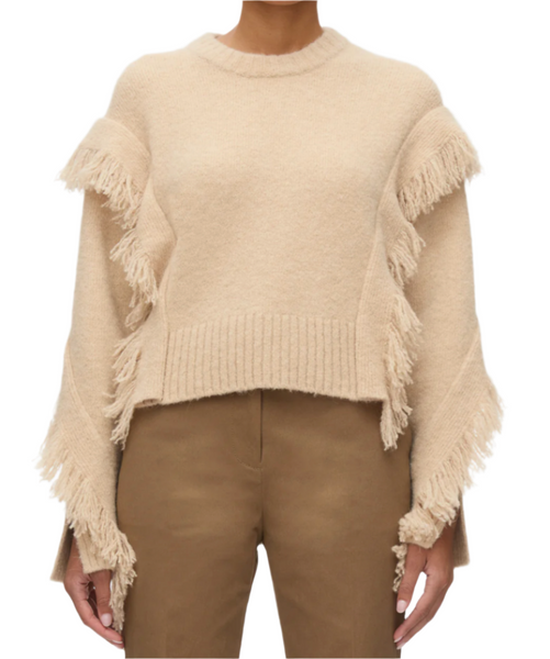 3.1 Phillip Lim LS Crewneck W Fringe Trim