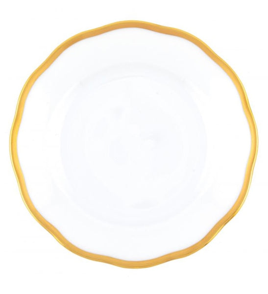 A Herened Gwendolyn White and 24k Gold Bread & Butter Plate, reminiscent of Queen Victoria's elegance and crafted in the style of Herend porcelain.