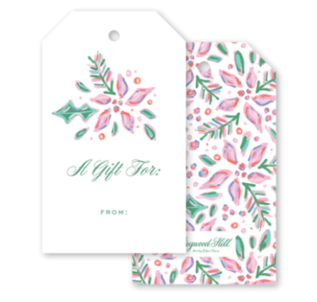 Dogwood Hill Pink Poinsettia Gift Tag Set