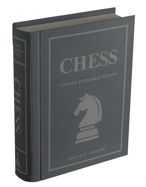 A luxurious bookshelf edition from WS Game Company, the "Chess Vintage Bookshelf Edition" is a book-shaped box featuring an image of a knight chess piece on the cover. Suitable for ages 9 and up, this classic strategy board game is perfect for 2 players.