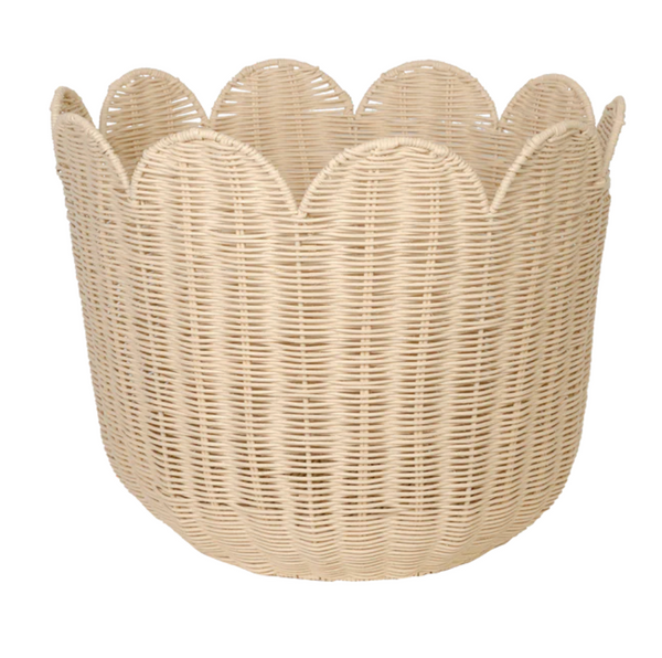 Rattan Tulip Basket by Olli Ella for nursery storage. 