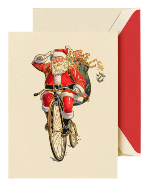 Crane Penny Farthing Santa Card Set