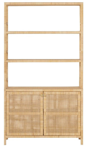 Isla Bookcase with Hutch Natural Rattan