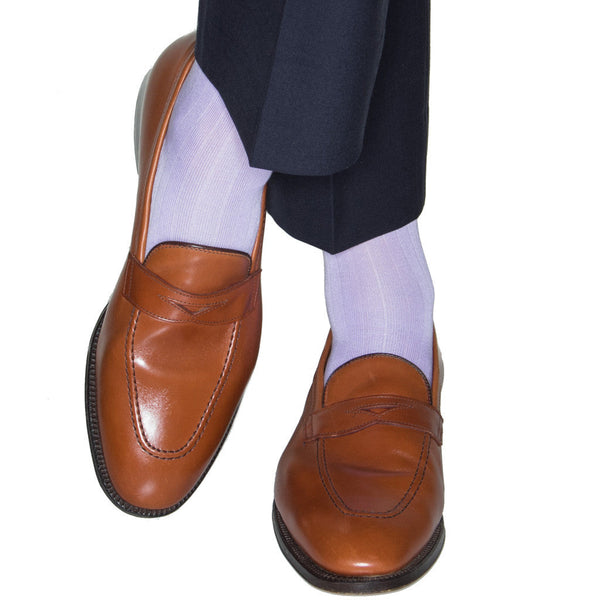 Dapper Classics Ribbed Mid Calf Socks, Lavender