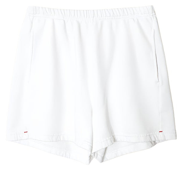 A pair of plain white Xirena Shayne Short made from Cotton French Terry, featuring an elastic waistband and two side pockets.