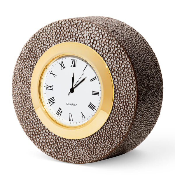 AERIN Shagreen Desk Clock, Chocolate