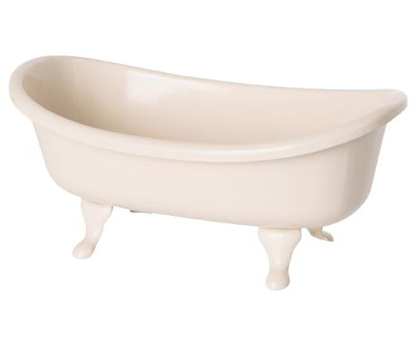 Maileg Miniature Bathtub isolated on a white background.