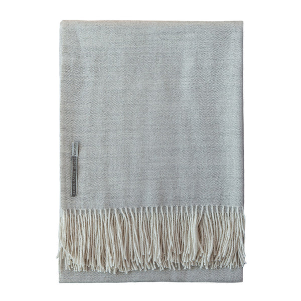 alicia adams alpaca classic throw, pearl gray herringbone