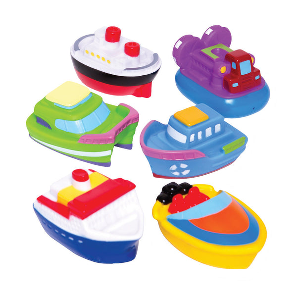 A collection of Elegant Baby Boat Party Bath Toys on a white background, perfect as bath time toys.