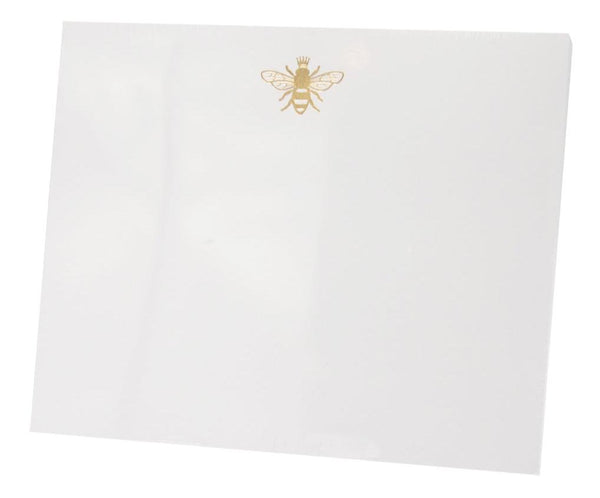 White cardstock envelope embellished with a gold bee emblem at the top center, echoing the style of Black Ink's Bumble Bee notepad.