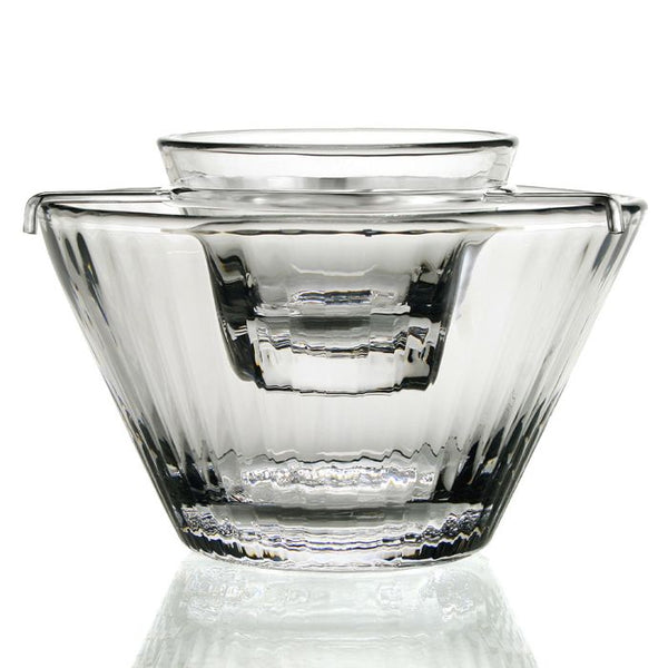 A stunning William Yeoward Crystal Natalia Seafood and Caviar Server with a lid, perfect for serving seafood or caviar.