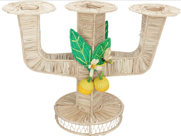 Bee On An Orange Candle Holder Raffia