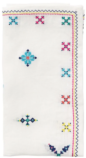 Kim Seybert Fez Napkin in White/Multi, Set of 4