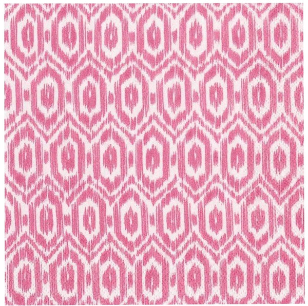 A Caspari pink and white rug with a geometric pattern perfect for adding a touch of elegance to any room.