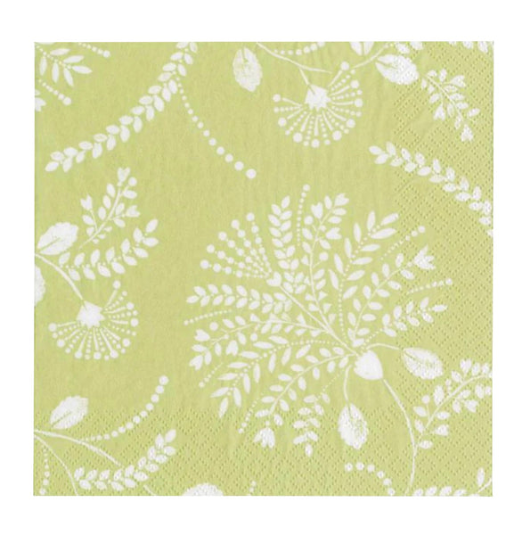 Trailing Floral Pale Green Cocktail Napkins by Caspari.