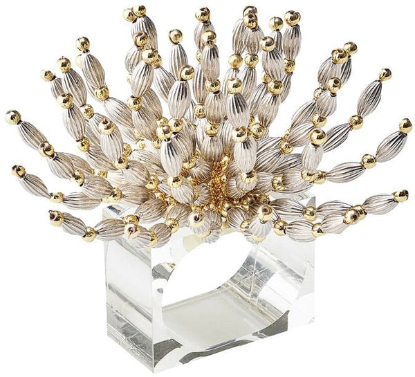 Kim Seybert Bead Burst Napkin Ring, Silver & Gold