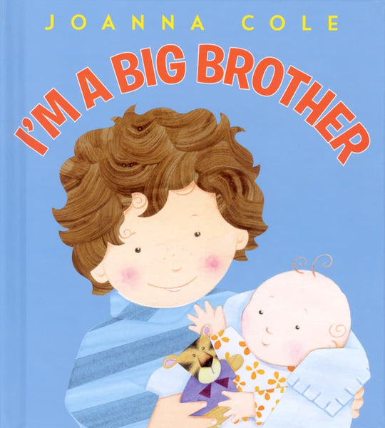 Cover of the book "I’m a Big Brother" by Common Ground, showing an illustration of a smiling boy holding a new baby, both clad in striped outfits, capturing the joy of welcoming a new family member.