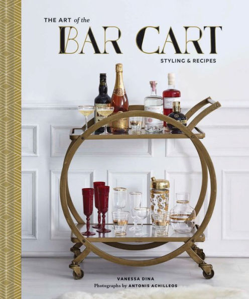 The cover of "Art of the Bar Cart" by Common Ground showcases a beautifully styled bar setup with a bar cart stocked with bottles, glasses, and cocktail-making accessories.