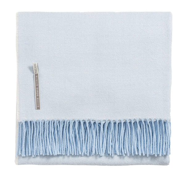 alicia adams alpaca classic throw, ice blue herringbone