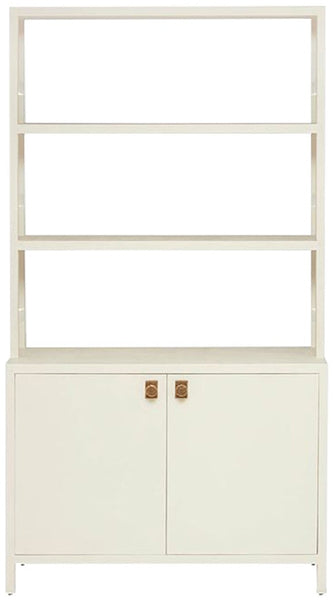 Jake Bookcase, White Faux Belgian Linen