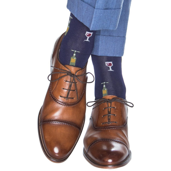 Dapper Classics Merlot Mid Calf Socks, Navy and Green