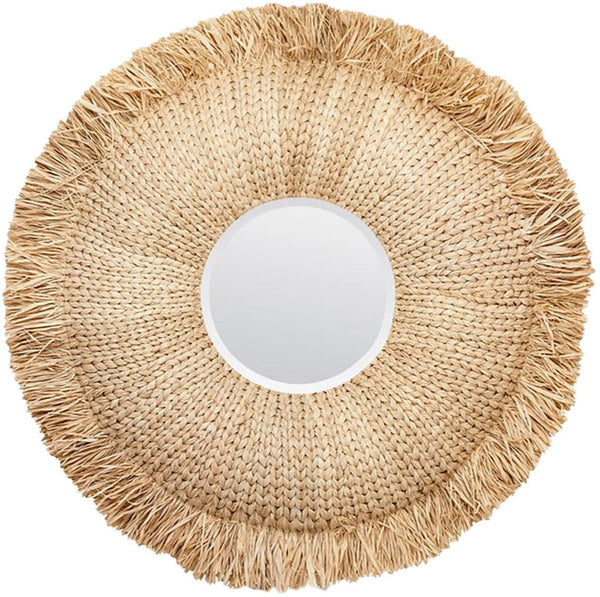 Casey Round Natural Raffia Mirror