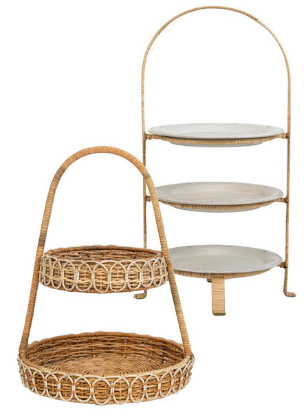 Juliska Provence Rattan Tiered Plate Servers