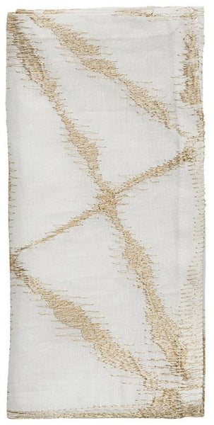 Kim Seybert Luna White/Gold Napkin, Set of 4