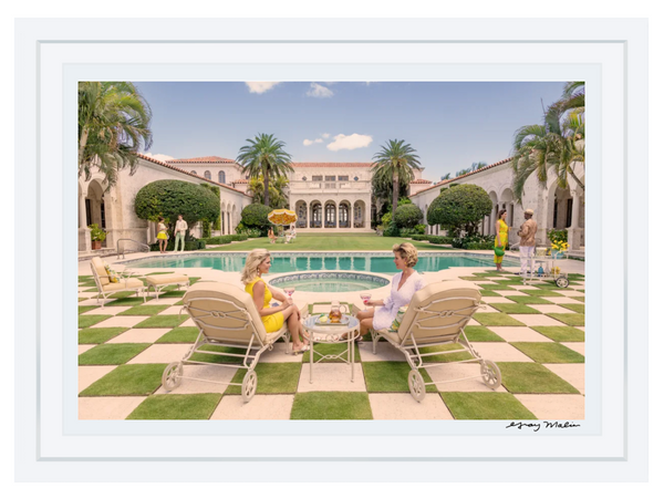 Gray Malin Poolside at La Follia, Palm Beach, White Frame, 29.5" x 41.5"